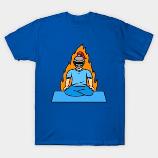 Cute cartoon knight doing yoga easy pose T-Shirt